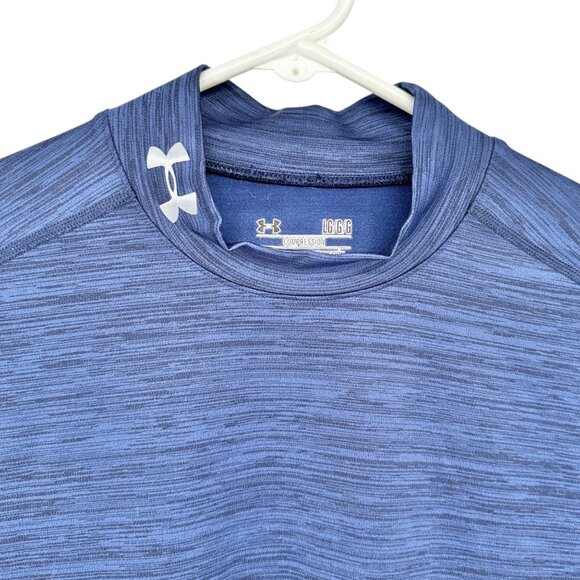Under Armour Compression Shirt Mens L ColdGear LS Blue Athletic Wear Hi Neck - Picture 3 of 7
